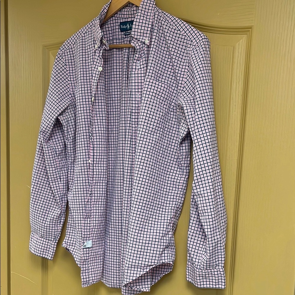Ralph Lauren Men's Checkered Shirt - Blue and White